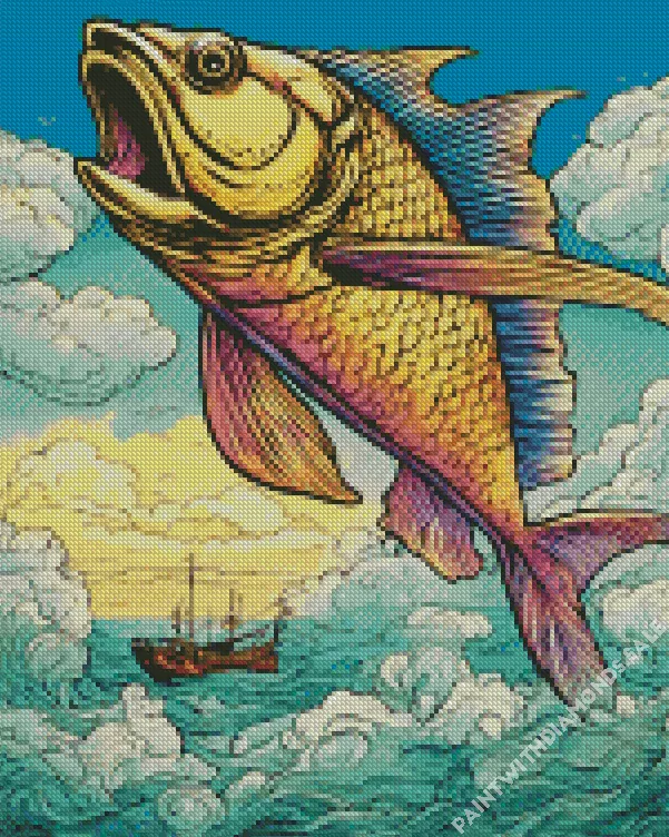 abstract Bass fish Diamond Paintings Abstract Bass Fish Diamond Painting