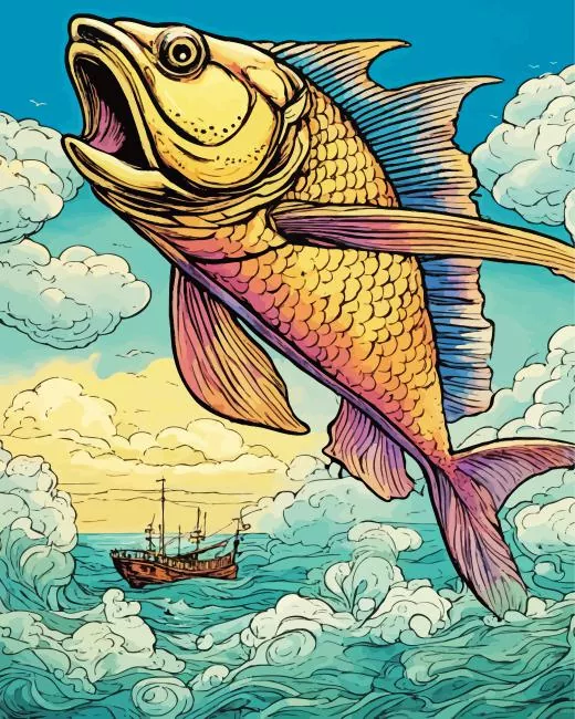 abstract Bass fish Diamond With Numbers Abstract Bass Fish Diamond Painting