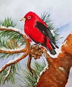 Abstract Scarlet Tanager Diamond Painting