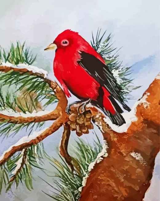 abstract Scarlet Tanager Diamond By Numbers Abstract Scarlet Tanager Diamond Painting