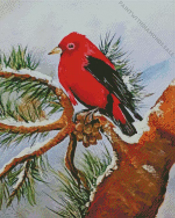 abstract Scarlet Tanager Diamond Dotz Abstract Scarlet Tanager Diamond Painting