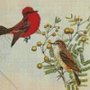 Abstract Vermilion Flycatcher Bird Diamond Painting