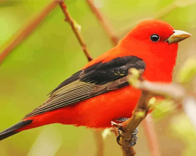 adorable Scarlet Tanager Diamond By Numbers Adorable Scarlet Tanager Diamond Painting