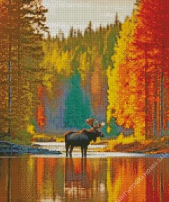 Autumn Forest And Moose Diamond Painting