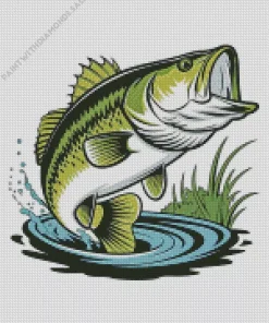 Bass Fish Illustration Art Diamond Painting