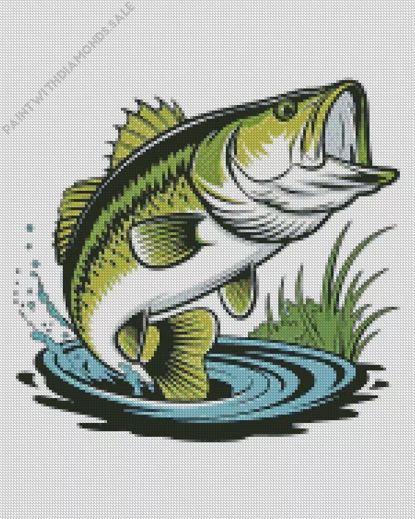 bass fish illustration art Diamond Paintings Bass Fish Illustration Art Diamond Painting