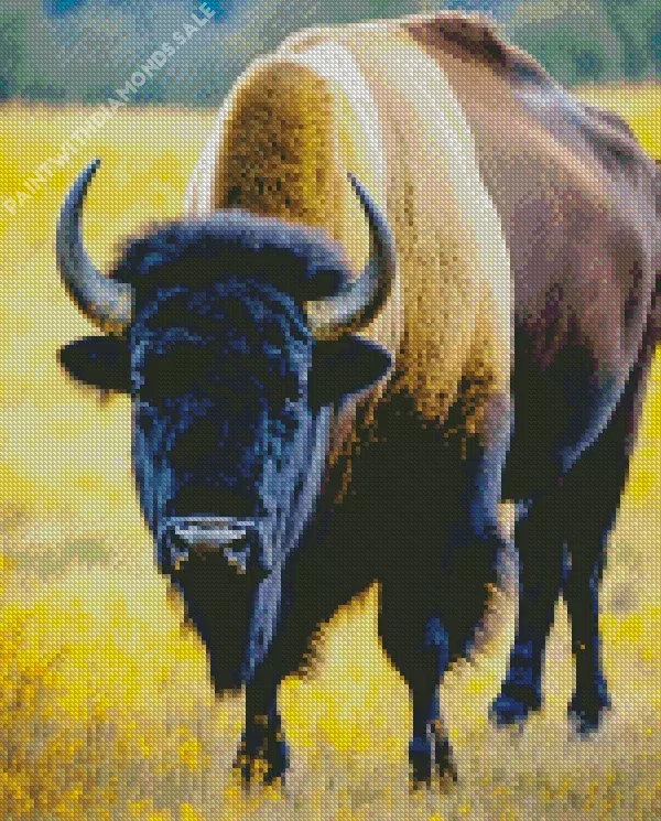 black Bison animal Diamond By Numbers Black Bison Animal Diamond Painting