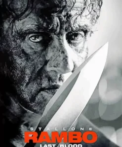 Black And White Rambo Poster Diamond Painting