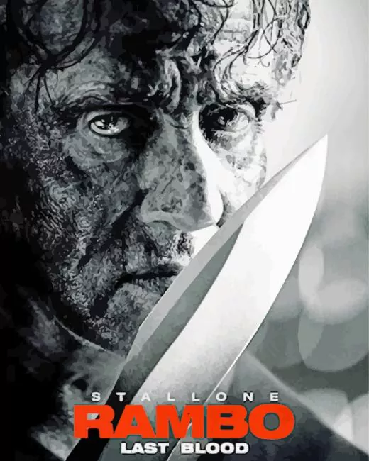 black and white Rambo poster Diamond Dotz Black And White Rambo Poster Diamond Painting