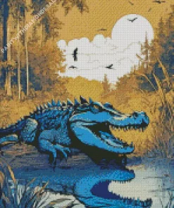 Blue Alligator Diamond Painting