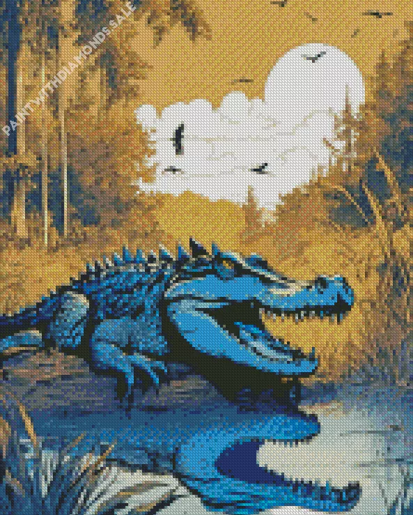 blue Alligator Diamond By Numbers Blue Alligator Diamond Painting