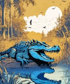 Blue Alligator Diamond Painting
