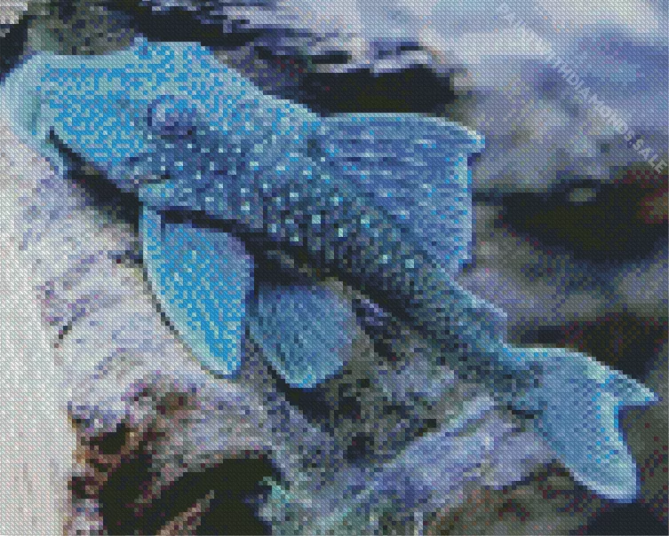 blue Pleco Fish Diamond With Numbers Blue Pleco Fish Diamond Painting