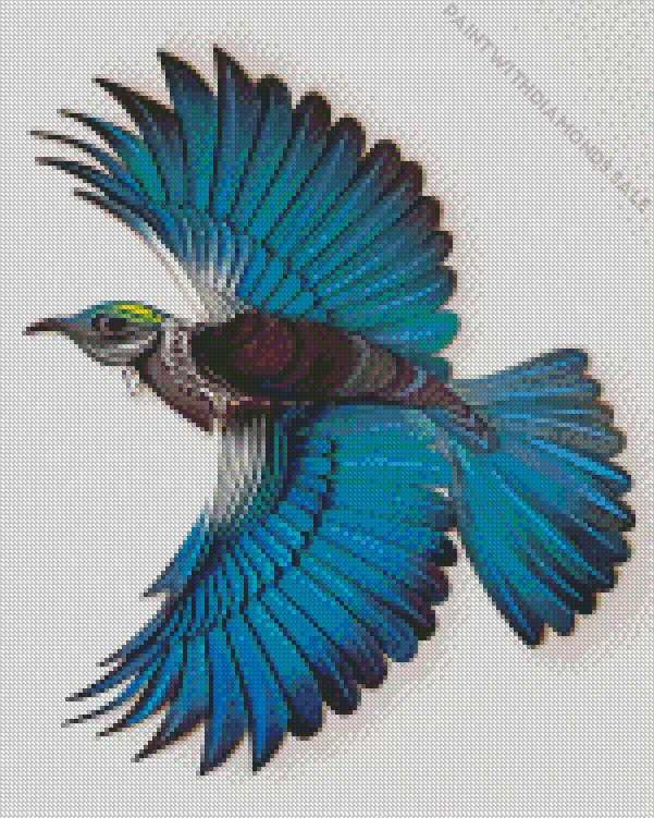 blue Tui bird Diamond By Numbers Blue Tui Bird Diamond Painting
