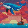 Blue Whale And Pink Sunset Diamond Painting