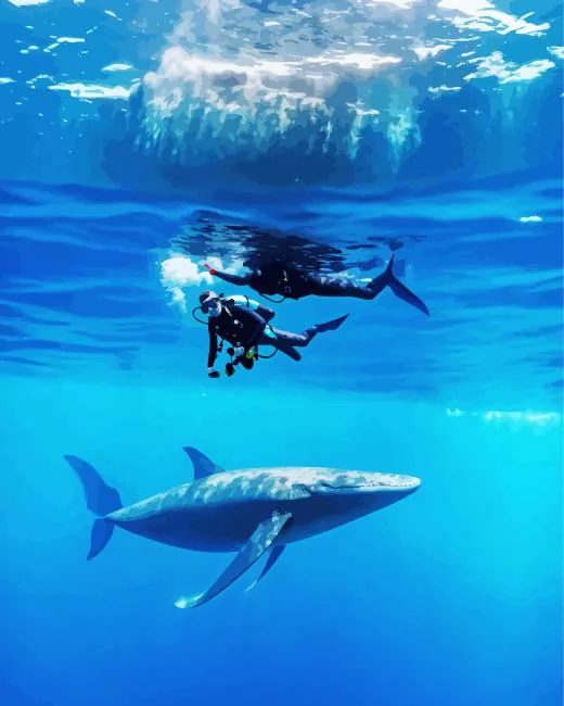 blue Whale in front of a driver Diamond With Numbers Blue Whale In Front Of A Driver Diamond Painting