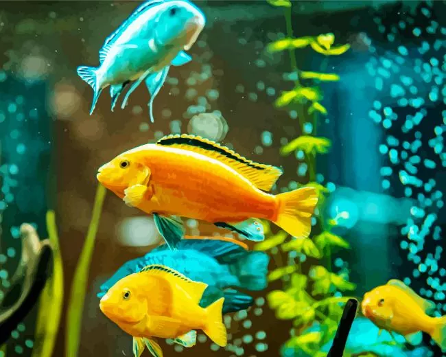 blue and yellow Tropical Fish Diamond Paints Blue And Yellow Tropical Fish Diamond Painting