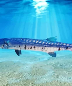 Blue Tailed Barracuda Fishing Diamond Painting