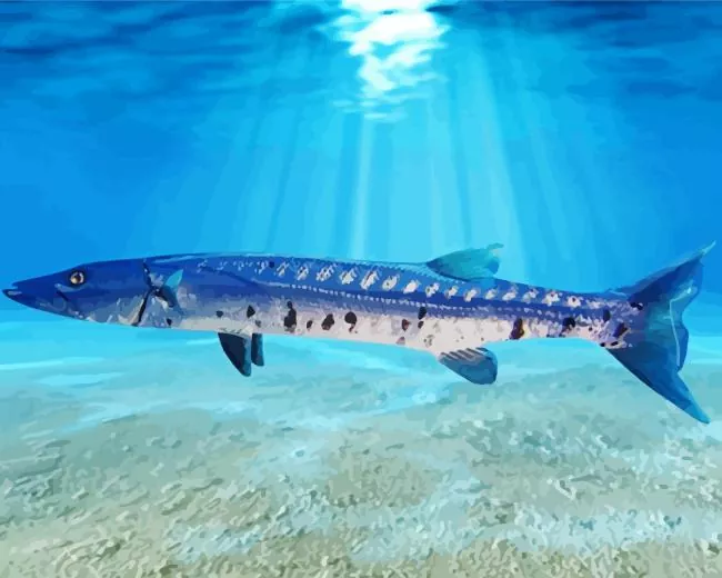 blue tailed Barracuda Fishing Diamond Paints Blue Tailed Barracuda Fishing Diamond Painting