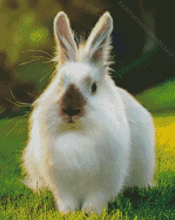 brown white angora rabbit Diamond By Numbers brown White Angora Rabbit Diamond Painting