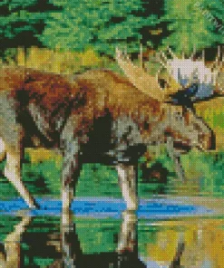 Bull Moose Water Diamond Painting