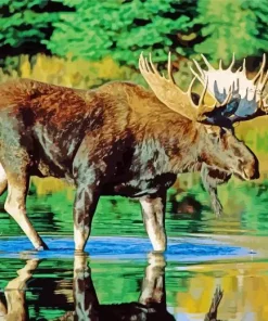Bull Moose Water Diamond Painting