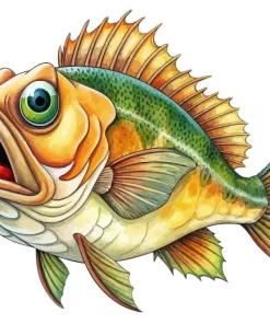 Cartoon Bass Fish Diamond Painting