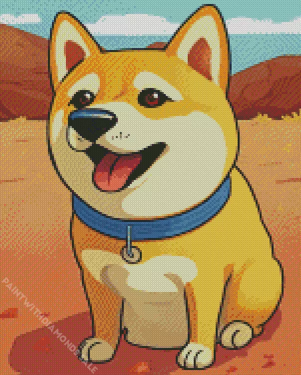 cartoon Shiba Inu Diamond By Numbers Cartoon Shiba Inu Diamond Painting