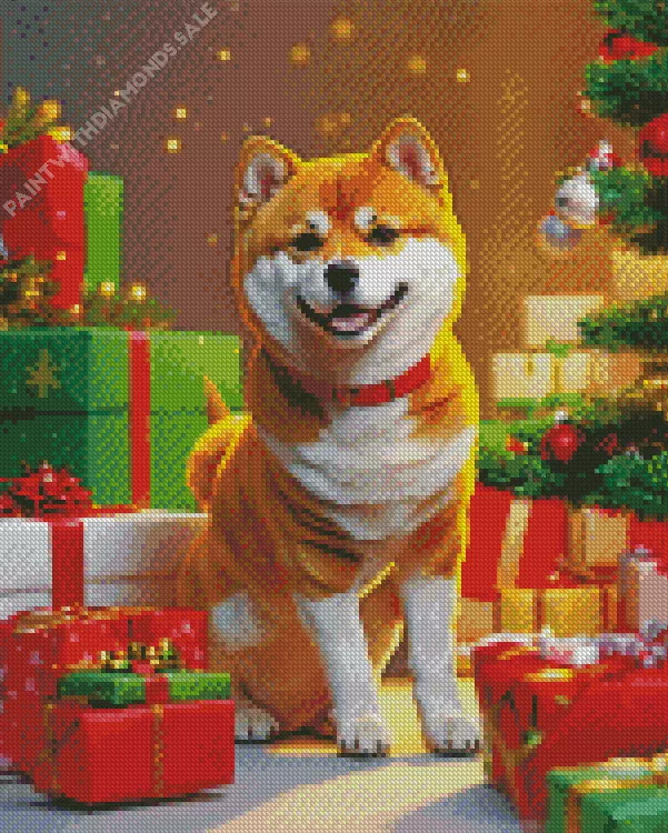 christmas Shiba Inu Diamond By Numbers Christmas Shiba Inu Diamond Painting