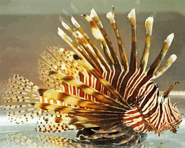 close up Lionfish Diamond With Numbers Close Up Lionfish Diamond Painting