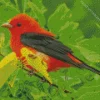 Cute Scarlet Tanager Bird Diamond Painting