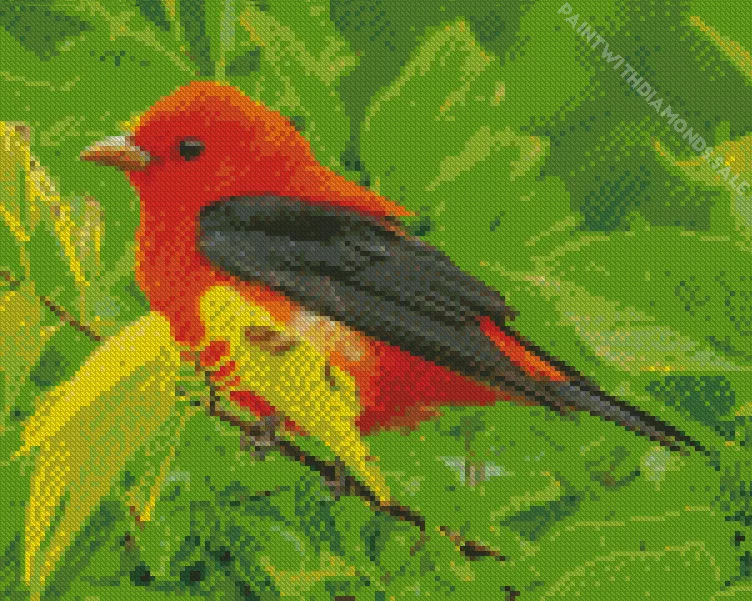 cute Scarlet Tanager bird Diamond Dotz Cute Scarlet Tanager Bird Diamond Painting