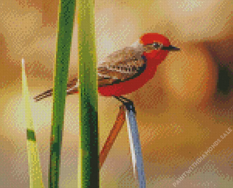 cute Vermilion Flycatcher Diamond By Numbers Cute Vermilion Flycatcher Diamond Painting