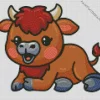 Cute Baby Bison Cartoon Diamond Painting