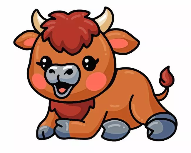 cute baby bison cartoon Diamond Paintings Cute Baby Bison Cartoon Diamond Painting