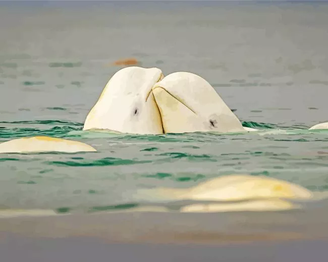 cute belugas couple Diamond With Numbers Cute Belugas Couple Diamond Painting