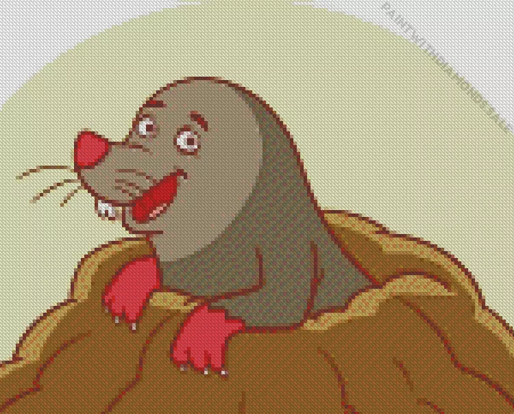 cute mole cartoon animal Diamond By Numbers Cute Mole Cartoon Animal Diamond Painting