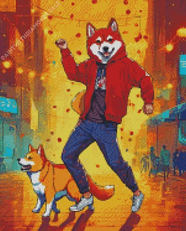 dancing Shiba Inu Diamond By Numbers Dancing Shiba Inu Diamond Painting