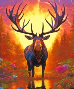 Fantasy Moose In Forest Diamond Painting
