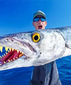 Fisherman With Barracuda Fish Diamond Painting