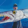 Fisherman With Barracuda Fish Diamond Painting