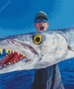 Fisherman With Barracuda Fish Diamond Painting