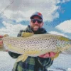 Fisherman With Brown Fish Diamond Painting