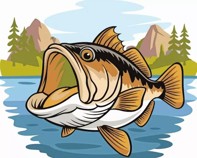 funny Bass fish Diamond With Numbers Funny Bass Fish Diamond Painting