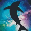 Galaxy Orca Whale Silhouette Diamond Painting