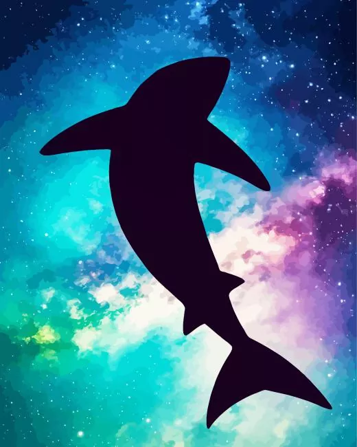 galaxy Orca whale silhouette Diamond With Numbers Galaxy Orca Whale Silhouette Diamond Painting