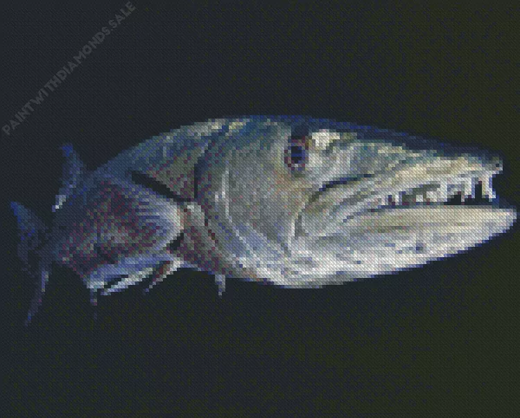 giant Barracuda Fish Diamond With Numbers Giant Barracuda Fish Diamond Painting