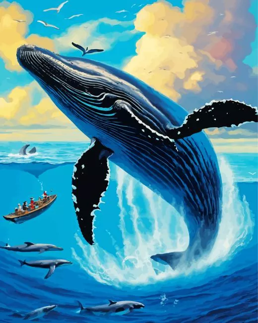 giant blue Whale Diamond With Numbers Giant Blue Whale Diamond Painting