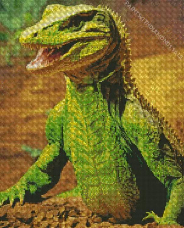 green Komodo dragon Diamond By Numbers Green Komodo Dragon Diamond Painting