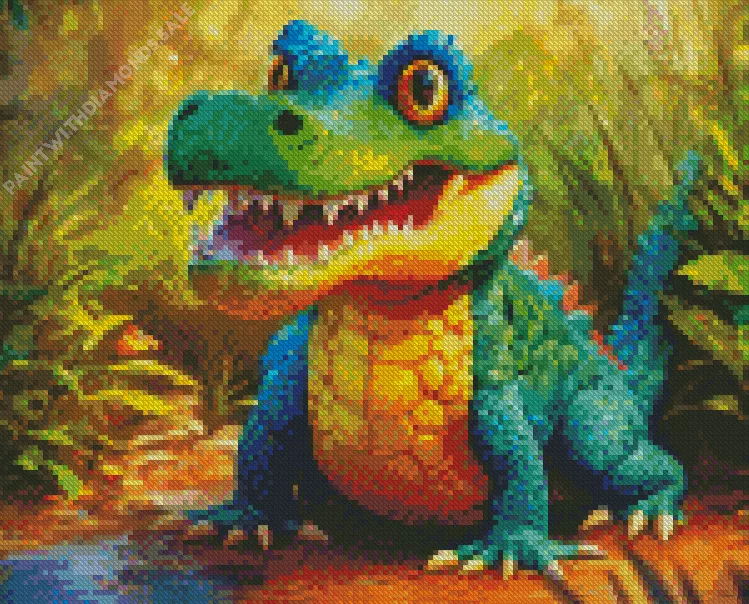 green baby Alligator Diamond By Numbers Green Baby Alligator Diamond Painting